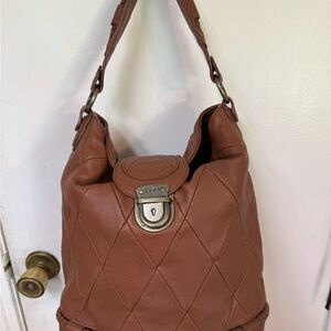 Brown Quilted Leather Shoulder Bag